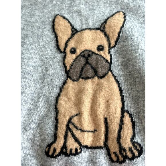 SOLD- Philosophy Cashmere French Bulldog Sweater, Heather Gray Women's size Lg - Picture 2 of 8